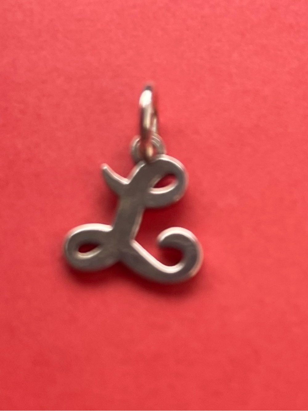 James Avery Silver Script 'L' Charm Pendant - Silver on Red